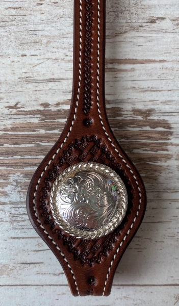 Rope Edge Western Engraved Concho glänzend 1 1/2
